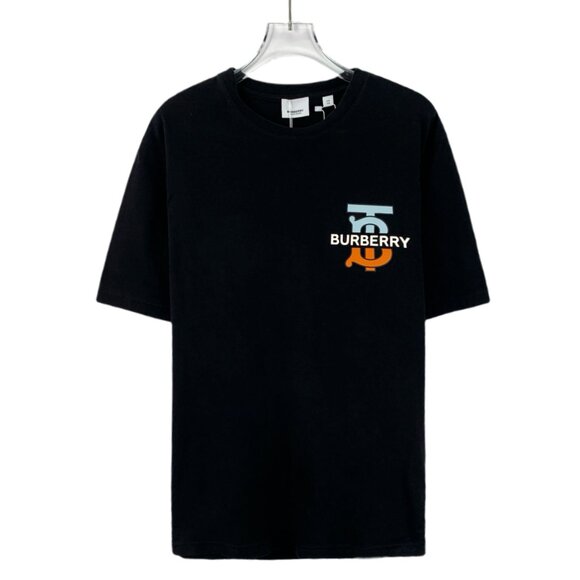 CM0257 Burberry Black TB Logo Cotton Round Neck Short Sleeve T